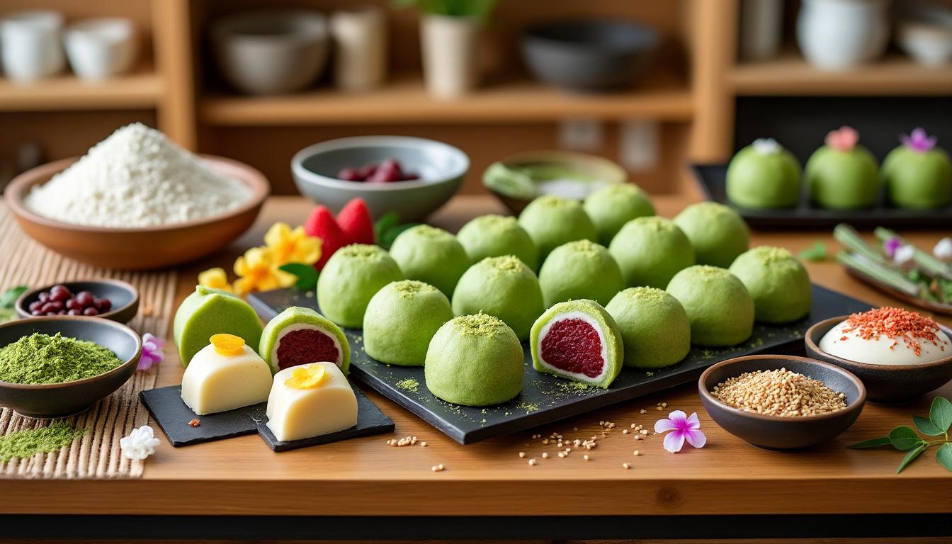 découvrez notre recette de mochi au matcha, une douceur japonaise moelleuse et parfumée qui fera fondre vos papilles à chaque bouchée.