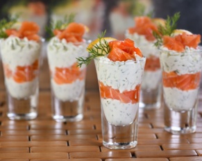 Verrine soft cheese cream and salmon