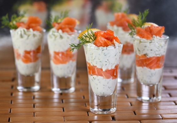 Verrine soft cheese cream and salmon